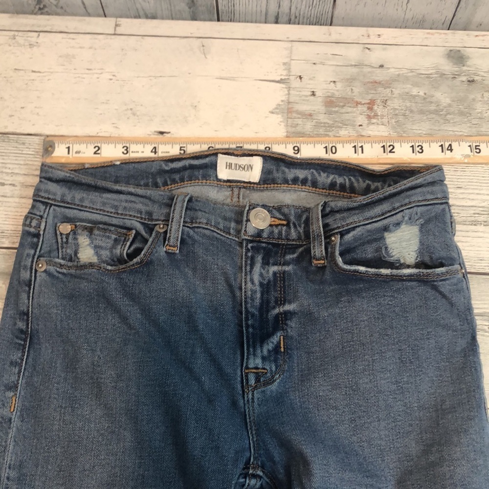 Hudson Nico Midrise Ankle Raw Hem Distressed Super Skinny 27 - Picture 11 of 13